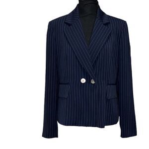 Harve Bernard Pinstripe Blue & White Blazer (Size 12)